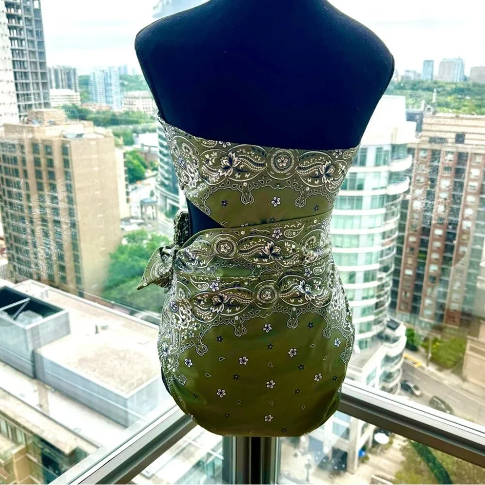 🆕 ZIMMERMANN 🧿 NWOT Paisley Scarf Sculpt Bandeau Swimsuit - Sz 3 - US 8, Green - Picture 11 of 15